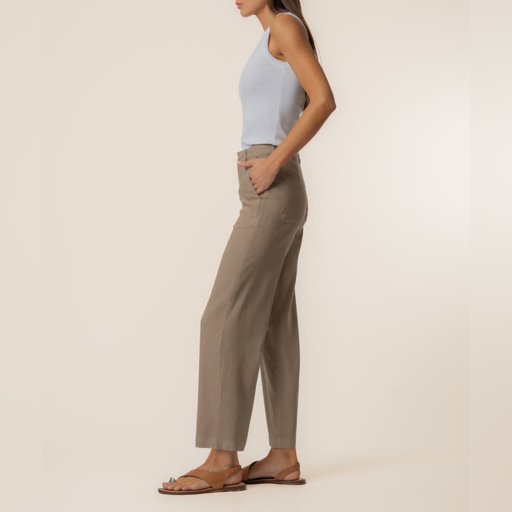 NWT Kut From The Kloth Topaz Linen Wide Leg in Khaki - Picture 3 of 9